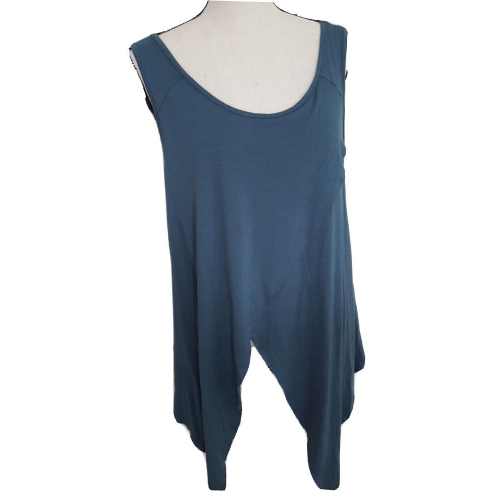 Savvi Teal Blue Layered‎ Tulip Hem Knot Front Sleeveless Tank Top L